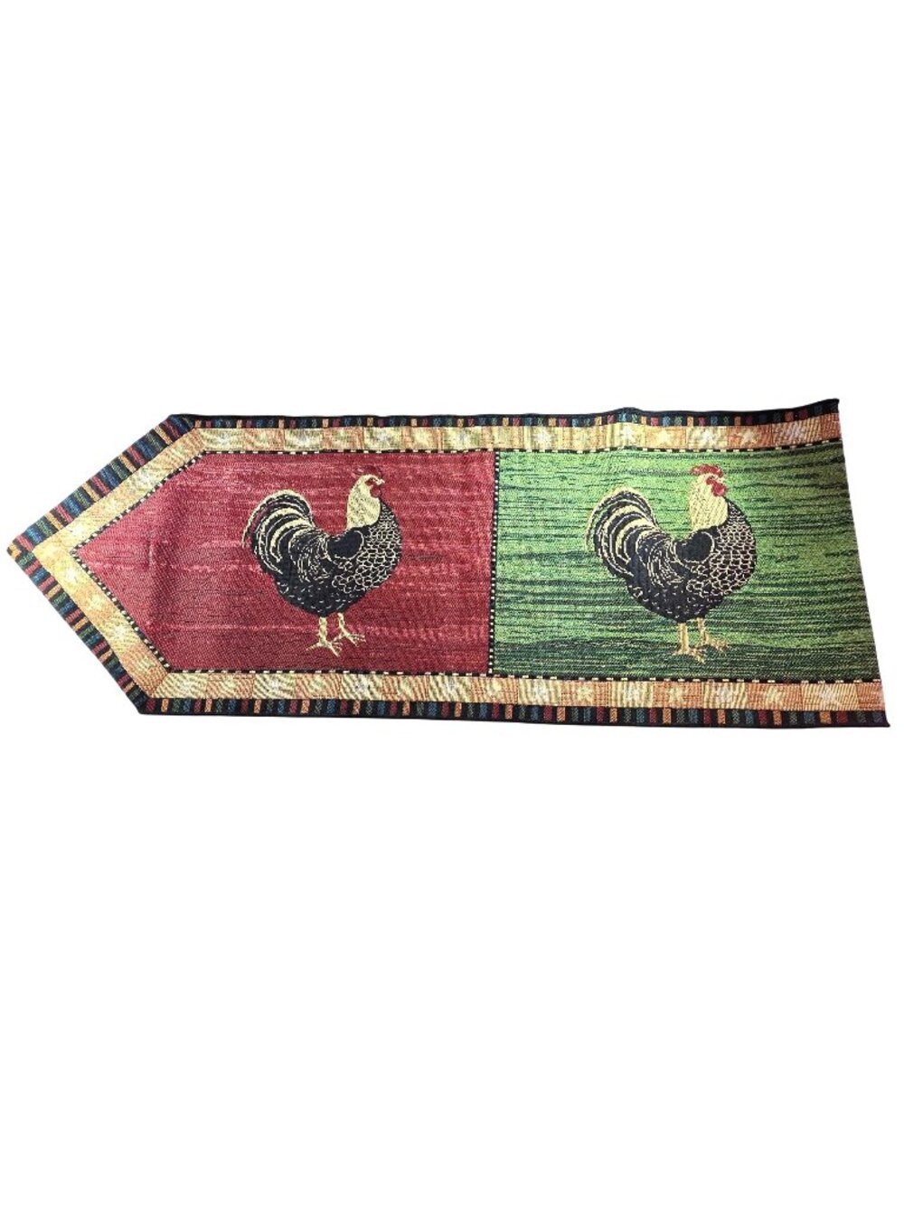 Table Runner Rooster Tapestry Warren Kimble Tassels country farmhouse kitchen